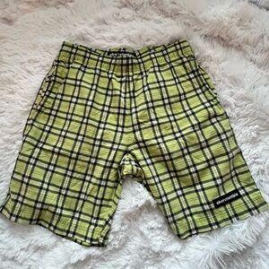 Y2K Abercrombie & Fitch Yellow and Black Plaid  Shorts